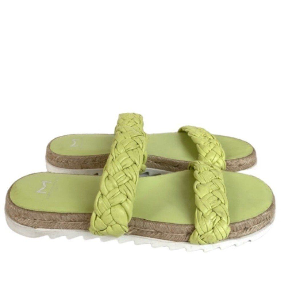 Marc Fisher Jaimee Lime Leather Slides Citron 7.5